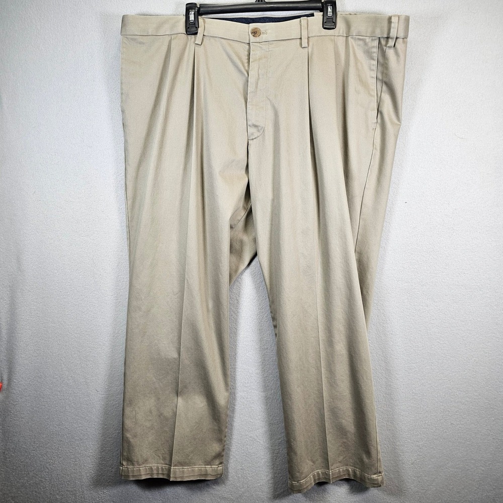 Dockers Signature Khaki Mens 46x29 Tan Classic Pleated Flex Comfort 72677-0001